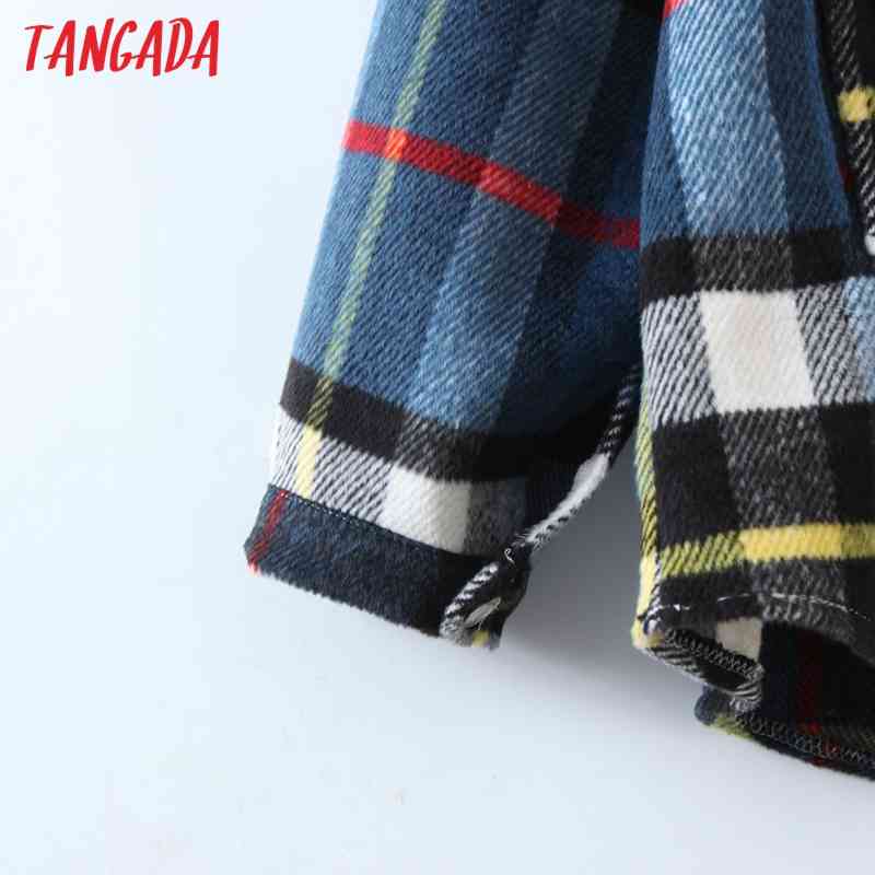 Women Spring Plaid Pattern Jacket Ladies Long Sleeve Oversize Boy Friend Coat QW80 210416