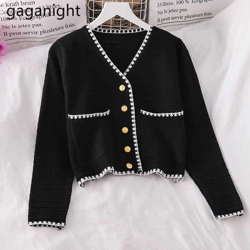 Sweet Women Cardigan Single Breasted Fashion Kardigan Office Lady Crop Outwear Tops Solid Slim Knit Cardifans Autumn 210601