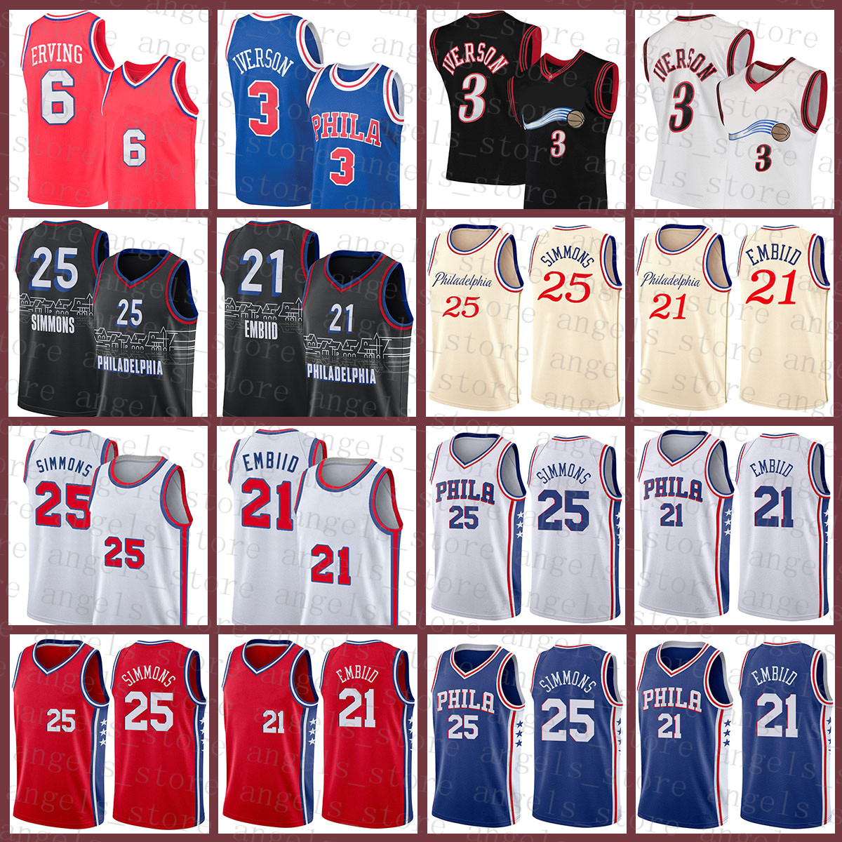 2021 New Joel 21 Embiid Basketball Jersey Ben 25 Simmons Mens Allen 3 Iverson Julius 6 Erving Black, Black;red
2021 New Joel 21 Embiid Basketball Jersey Ben 25 Simmons Mens Allen 3 Iverson Julius 6 Erving Black, Black;red
