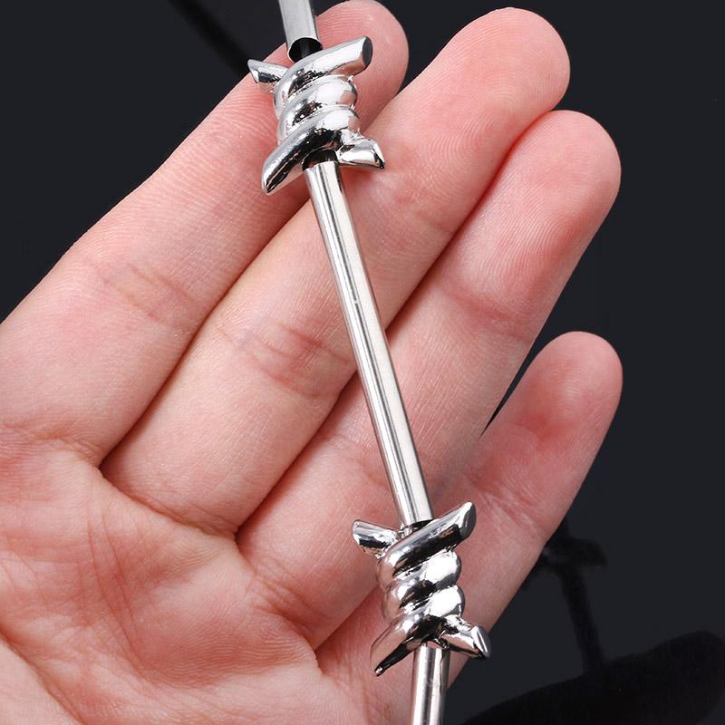 Pendant Necklaces RJ Rock Punk Flame Thorns Bamboo Necklace Hip Hop Jeans Pants Wallet Belt Unisex Chain Padlock Collar For Women Men Jewelr