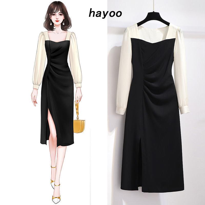 Casual Dresses French Long Sleeve Stitching Pleated Women's Dress 2021 Autumn Sexy Black Split Elegant Nightclub Party Dressed, Black;gray
Casual Dresses French Long Sleeve Stitching Pleated Women's Dress 2021 Autumn Sexy Black Split Elegant Nightclub Party Dressed, Black;gray
