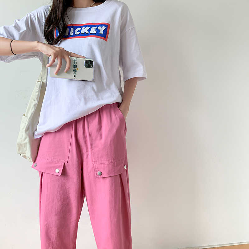 High Waist Harem Pants Women Summer Elastic Pocket Sweatpants Female Street Wear Fashion Casual Harajuku 210601