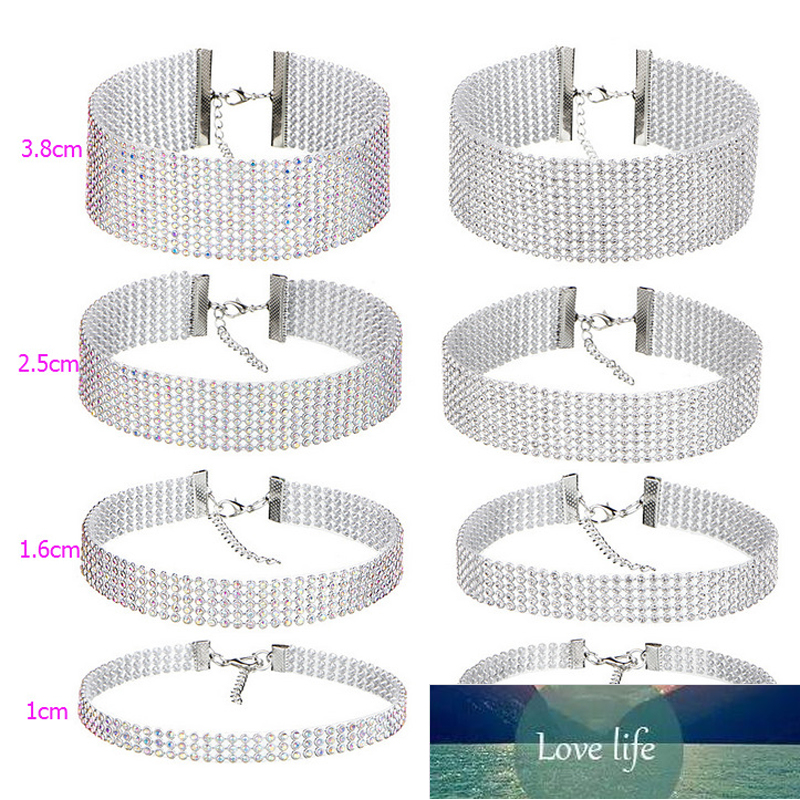 NEW Crystal Rhinestone Choker Necklace Women Wedding Accessories Silver Color Chain Punk Gothic Chokers Jewelry Collier Femme Factory price expert des