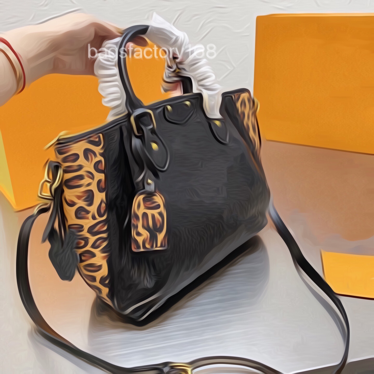 Leopard Print Cowhskin Dumpling Bag Hobos Bags Embossed Printing LOGO Exquisite Craft Gift silk Scarf Color Contrast Colors Handbag American
Leopard Print Cowhskin Dumpling Bag Hobos Bags Embossed Printing LOGO Exquisite Craft Gift silk Scarf Color Contrast Colors Handbag American