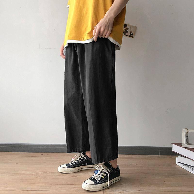 Men Casual Loose Office Pants Solid Baggy Elastic High Street Sweatpants Autumn Streetwear Trousers Males Men's