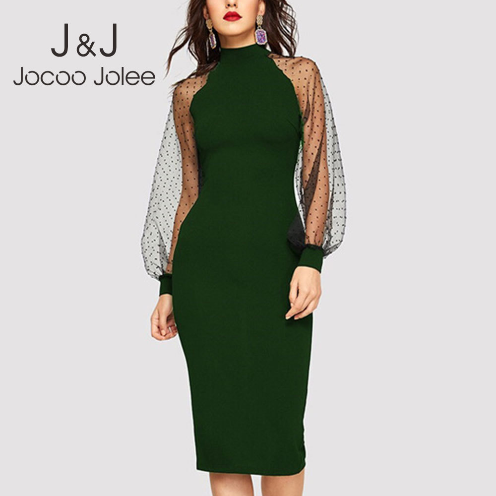 Elegant Office Lady Formal Split Pencil Dress Fashion Lace Sheer Puff Sleeve O Neck Slim Knee-length Dress Party Club Dress 210518, As photo
Elegant Office Lady Formal Split Pencil Dress Fashion Lace Sheer Puff Sleeve O Neck Slim Knee-length Dress Party Club Dress 210518, As photo