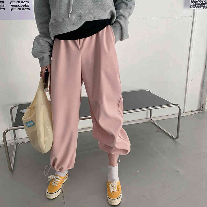 OL Elegant High Waist Solid Straight Pants Women Spring Autumn Casual Sportswear Loose Trousers Female 210421