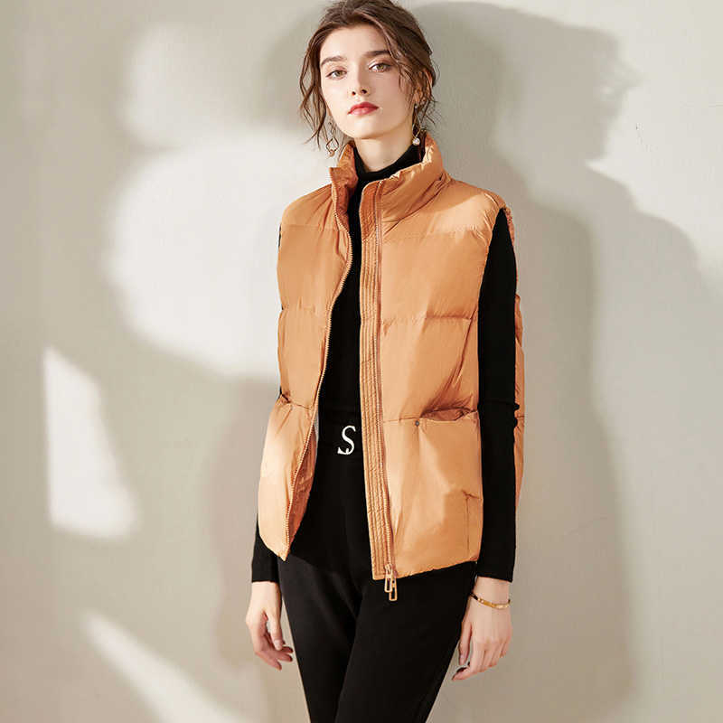 Women Sleeveless Women's Ultra Light Duck Down Vests Loose Jacket Girl Gilet Lightweight Windproof Female Warm Waistcoat 210910