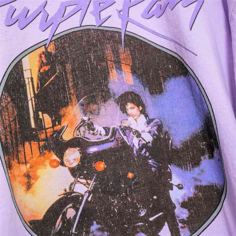 Kuakuayu HJN Rain Vintage Graphic Tee Female Short Sleeve Purple Chic Printed Tops Summer Cotton Loose Casual T Shirt 210406