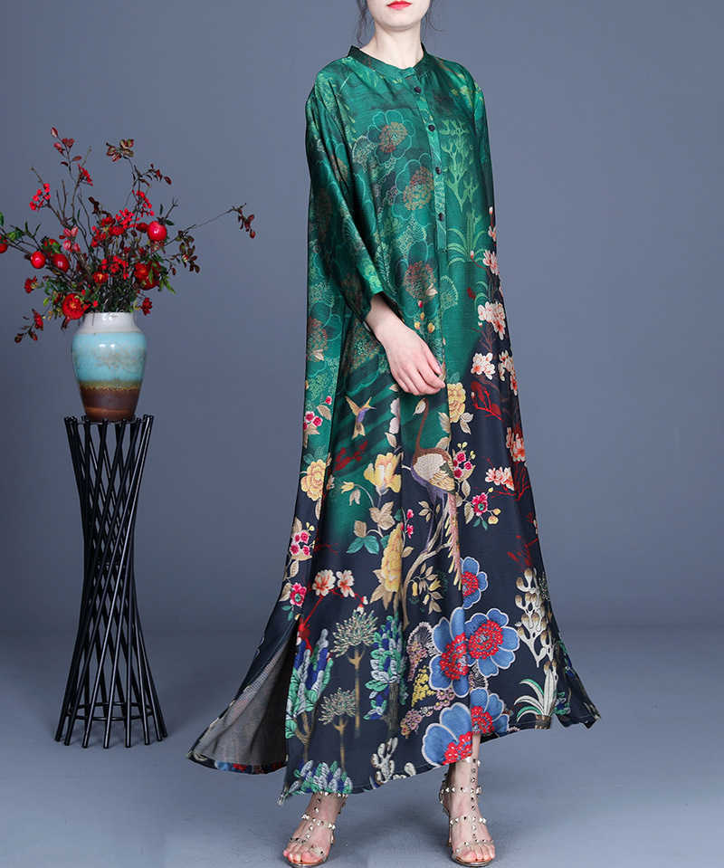 Spring and Summer Fashion Products Casual Loose Women's Dress Elegant Retro Print Stitching Irregular 210615, Green
Spring and Summer Fashion Products Casual Loose Women's Dress Elegant Retro Print Stitching Irregular 210615, Green