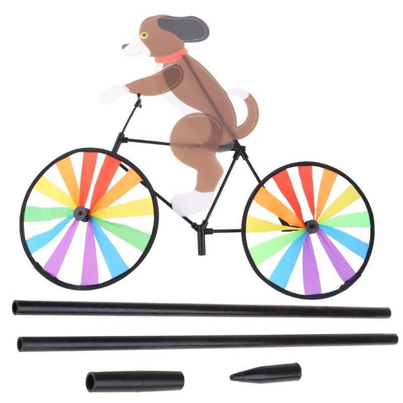 Bike Spinner Cat Dog Bicycle Garden Stake for Balcony Patio Yard Handmade Wind Spinner Cartoon Animal Biking Garden Yard Decor Q083441448