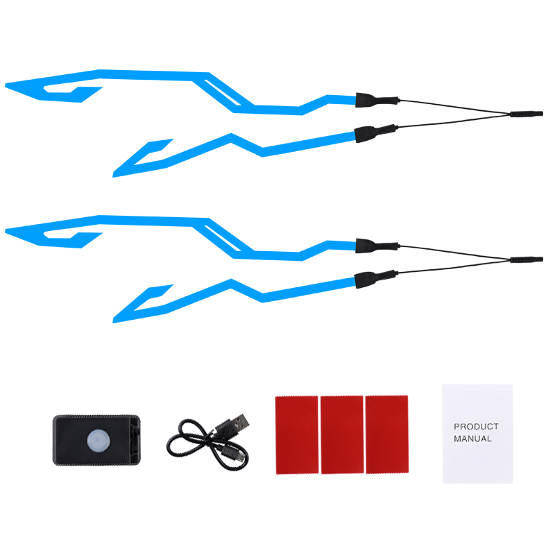 2pcs/set Motorcycle Stickers Helmet Lights Waterproof Lighting Strip EL Flashing LED Durable Kit Bar DIY Light Kits