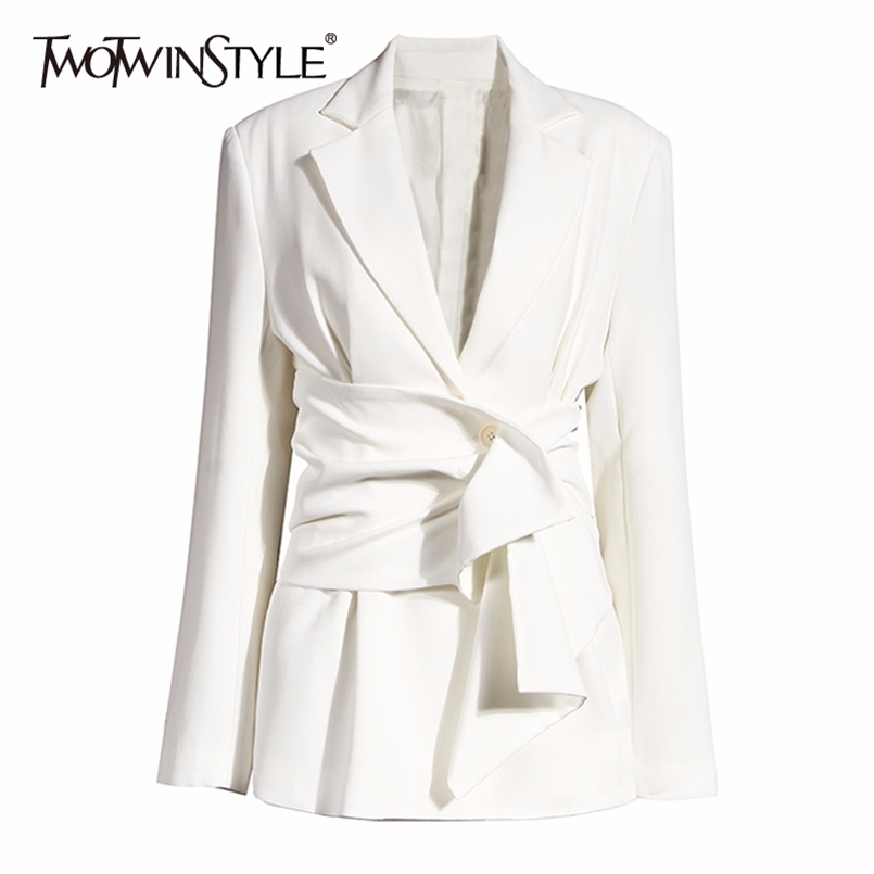 Elegant Women's Blazer Notched Long Sleeve Ruched Lace Up Slim Blazers For Female Summer Fashion Clothing 210524, White
Elegant Women's Blazer Notched Long Sleeve Ruched Lace Up Slim Blazers For Female Summer Fashion Clothing 210524, White