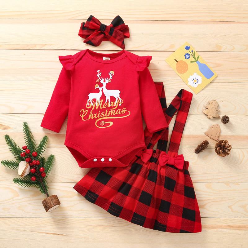 Clothing Sets Baby Girl Christmas Costume 3pcs Cartoon Deer Printed Bodysuit +Plaid Suspender Skirts +Headband Spring 3-18M, White
Clothing Sets Baby Girl Christmas Costume 3pcs Cartoon Deer Printed Bodysuit +Plaid Suspender Skirts +Headband Spring 3-18M, White