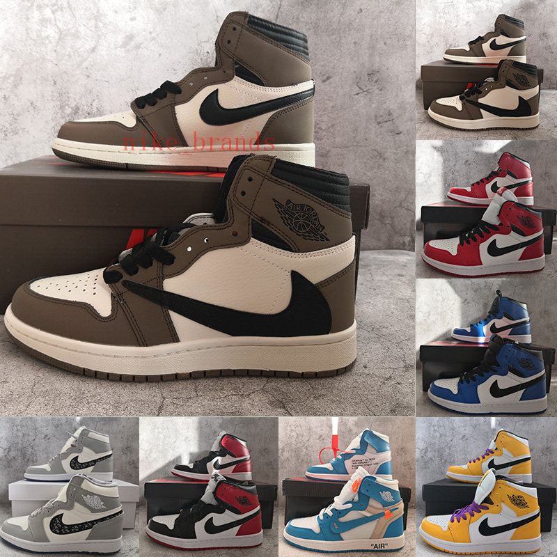 Air Jordan 1 Basketball Shoes Retro 1s Jumpman University Blue Dark Mocha Travis scotts Off White Union Mens Sneakers Womens Sports Trainers Jordans Jorden, 20