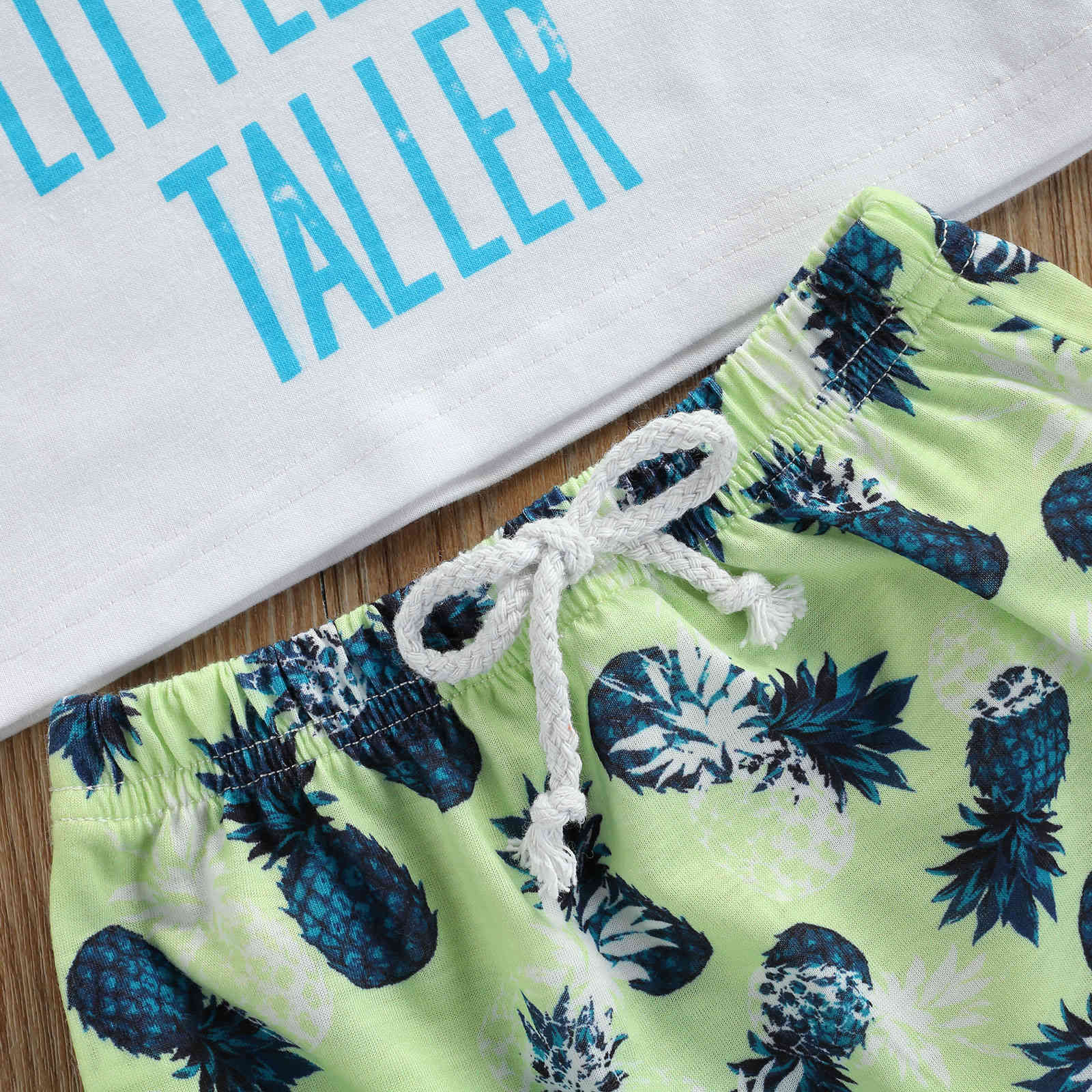 0-3Y Summer Toddler Baby Boy Clothes Set Letter Short Sleeve T shirt Pineapple Pants Beach Holiday Costumes 210515