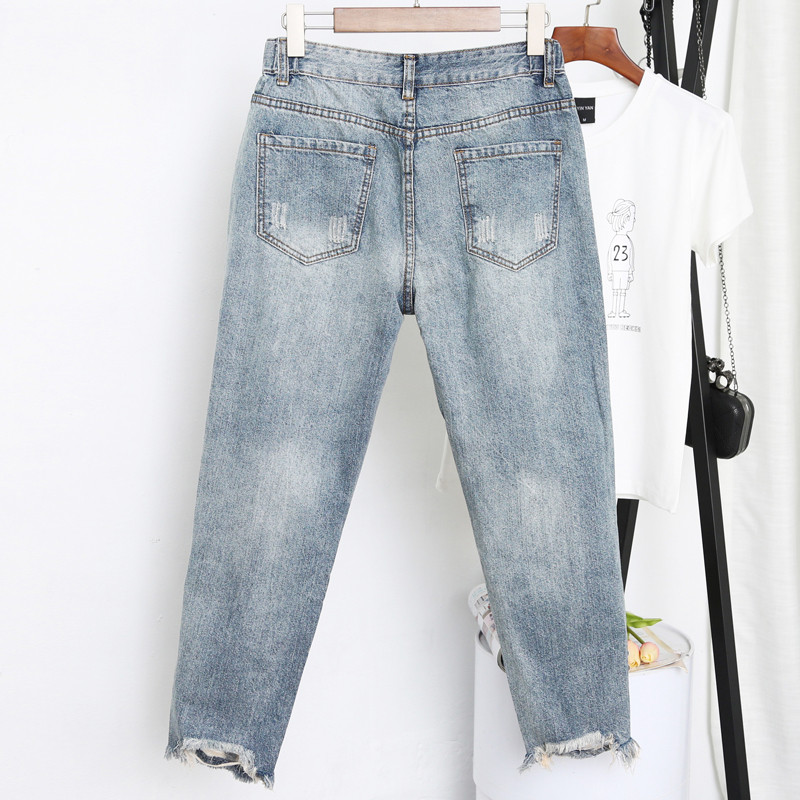 Womens Jeans Denim Loose Slim Fitted Vintage Blue Harem Pants Plus Size Jeans Embroidered Jeans Pantalon Mezclilla Mujer 5XL Q42