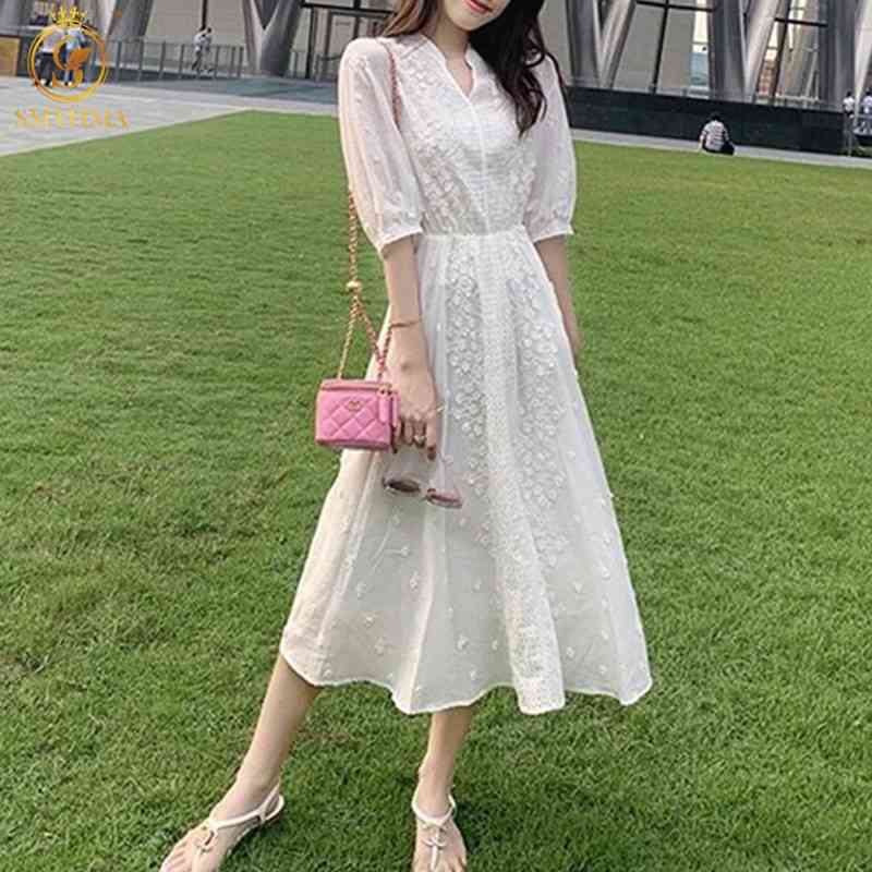 Fashion Elegant Lace Long Dress Sweet Girl Casual Puff Sleeve Holiday Lady Vestidos Robe 210520, Photo color
Fashion Elegant Lace Long Dress Sweet Girl Casual Puff Sleeve Holiday Lady Vestidos Robe 210520, Photo color