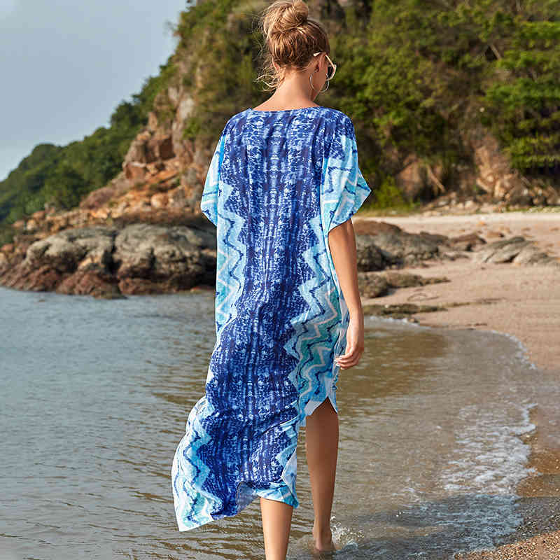 Plus Size Quick-drying Kaftan Tunic Beach Cover Up Saida de Praia Swimsuit Women Bikini Cover-ups Pareo Sarong Beachwear Q1223 210420