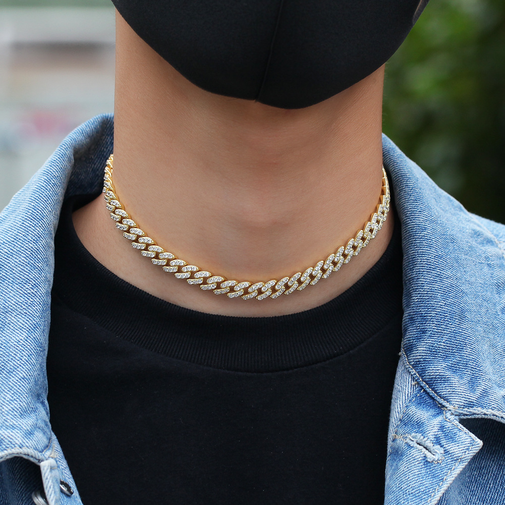 Iced Out Miami Cuban Link Chain Silver Mens Gold Chains Necklace Bracelet Fashion Hip Hop Jewelry 9MM