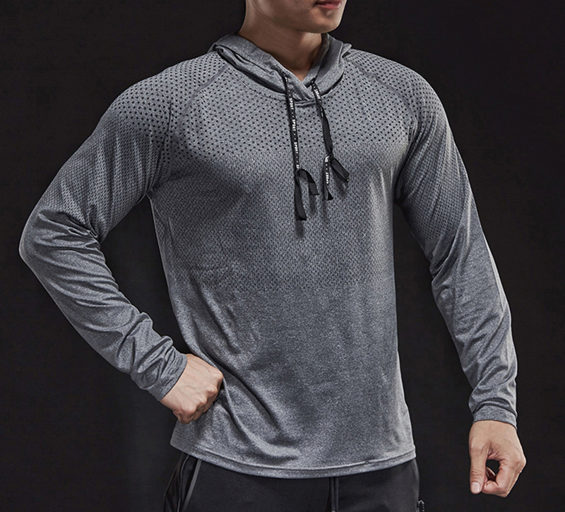 Autumn winter thick Running Man Men Long Sleeve Hooded Gym T shirt Fitness Training T-shirt Quick Dry Breathable Sports