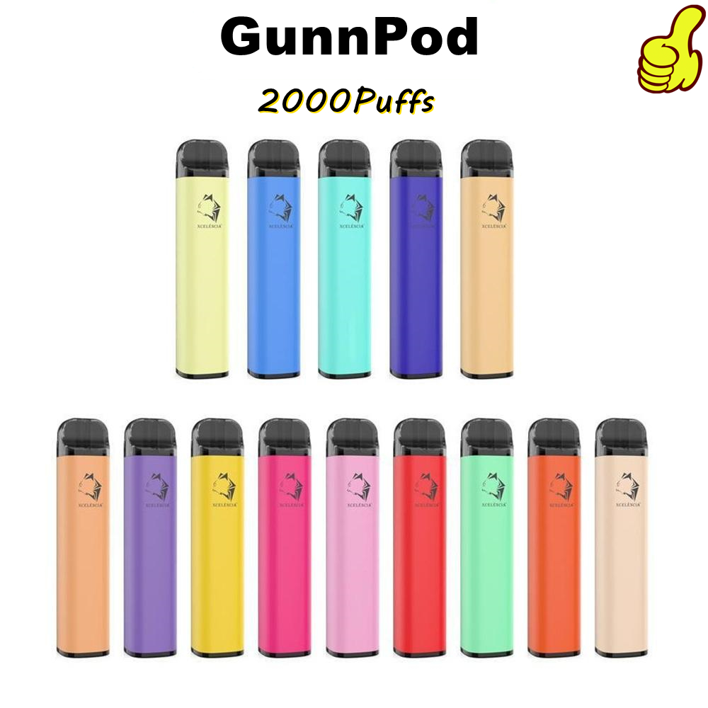 Gunnpod Disposable electronic cigarette 1250mAh Battery 2000Puffs Vaporizer 8.0ml juice With 20 Colors Available vape pen
Gunnpod Disposable electronic cigarette 1250mAh Battery 2000Puffs Vaporizer 8.0ml juice With 20 Colors Available vape pen