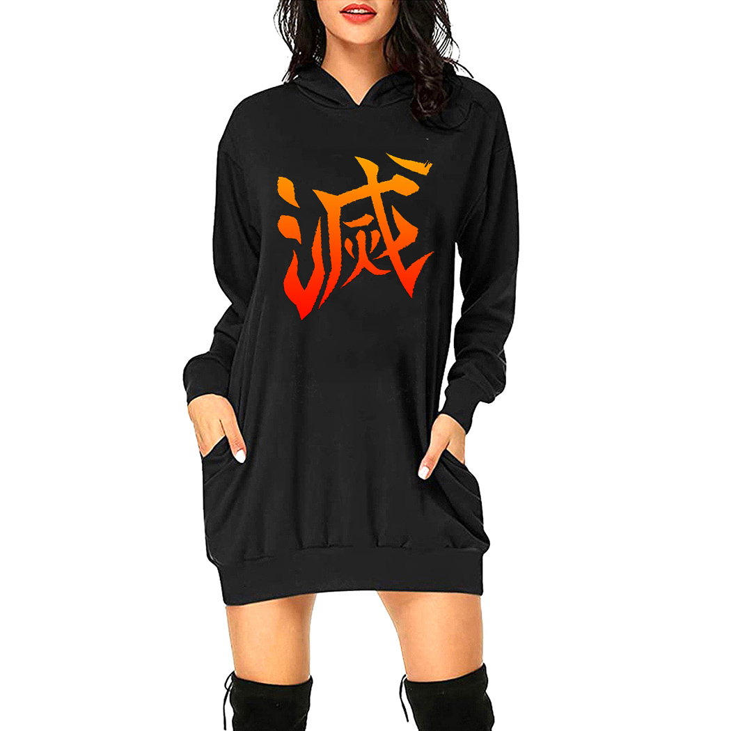 Women Thick Medium Length Hoodie Dress Girls Autumn Winter Casual Sport Street Wear Anime Pattern Printing Hip Hop Style Long Sleeve Loose Hooded Pullovers, Black 1
Women Thick Medium Length Hoodie Dress Girls Autumn Winter Casual Sport Street Wear Anime Pattern Printing Hip Hop Style Long Sleeve Loose Hooded Pullovers, Black 1
