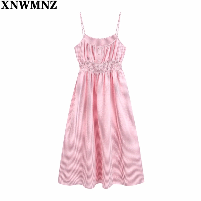 Women Cotton Plaid Spaghetti Strap Dress Summer Sleeveless Checked Elastic Waist Camisole Dresses Vestidos Mujer 210520, Pink
Women Cotton Plaid Spaghetti Strap Dress Summer Sleeveless Checked Elastic Waist Camisole Dresses Vestidos Mujer 210520, Pink