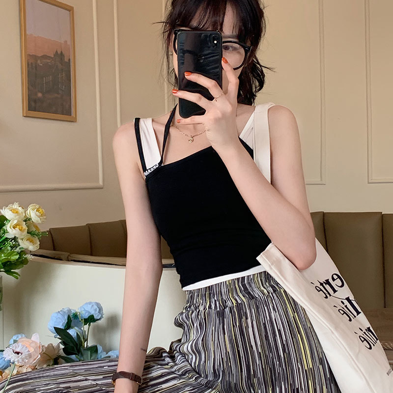 3 colors women korean style slim sleeveless summer tank tops halter crop tops camis vest women (X1470 210423