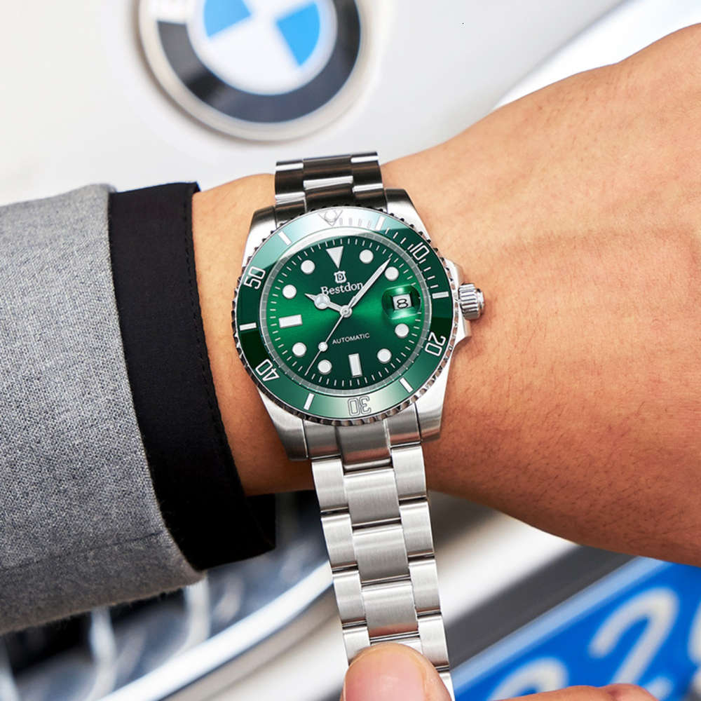 Automaton, green, waterproof, automatic mechanical watch tiktok live business casual men male Watch, Blue surface and white steel strip
Automaton, green, waterproof, automatic mechanical watch tiktok live business casual men male Watch, Blue surface and white steel strip
