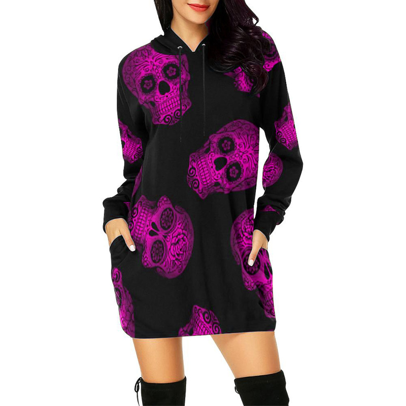 Halloween Lazy Little Skull Hooded Long Sleeve Ladies Long Sweater Loose, Comfortable and Soft, Black
Halloween Lazy Little Skull Hooded Long Sleeve Ladies Long Sweater Loose, Comfortable and Soft, Black