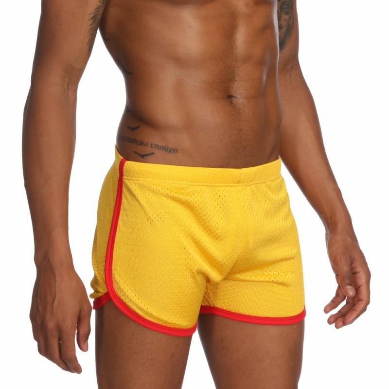 Men Boardshorts Casual Shorts Trunks Breathable Mesh Homme Sweatpants Beach Short Size Men's, Yellow