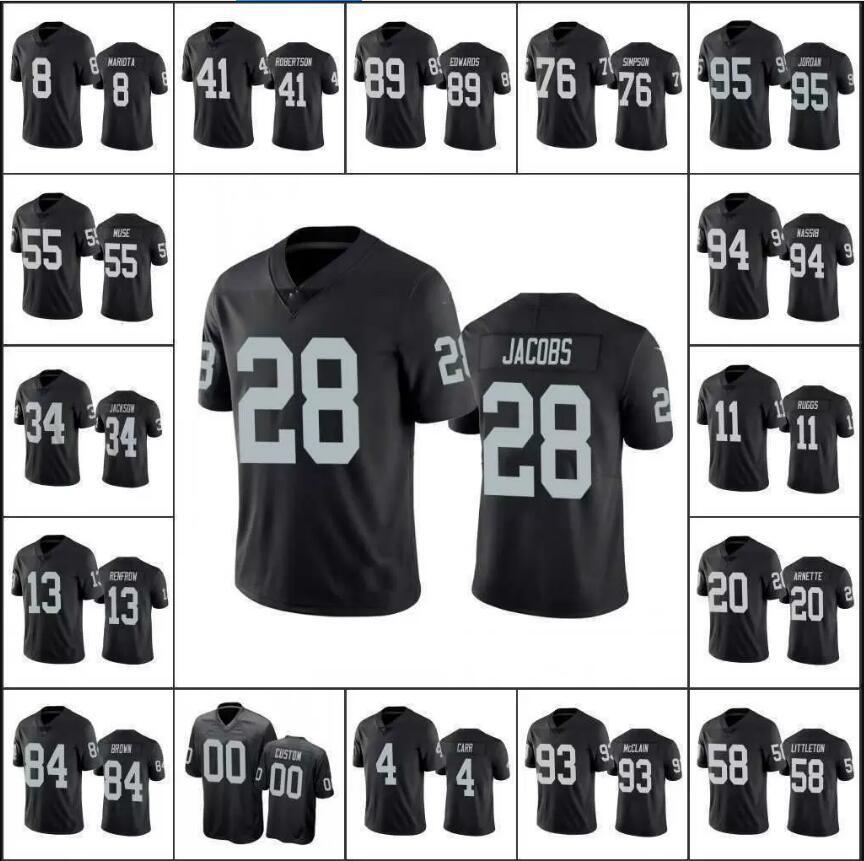

Las Vegas's Raiders's Men #4 Derek Carr 11 Henry Ruggs 28 Josh Jacobs Women Youth Custom Black Draft Vapor Limited Jersey