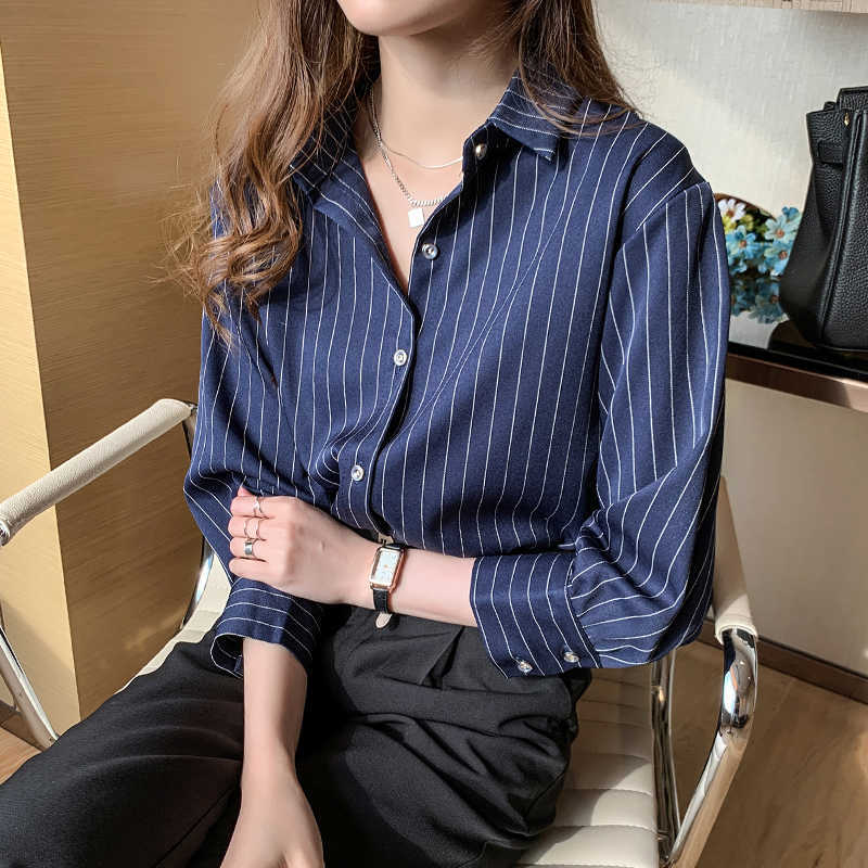 Korean Women Shirts Chiffon Blouses Long Sleeve Tops Woman White Blouse Striped Top Plus Size XXL 210604, Blue
Korean Women Shirts Chiffon Blouses Long Sleeve Tops Woman White Blouse Striped Top Plus Size XXL 210604, Blue