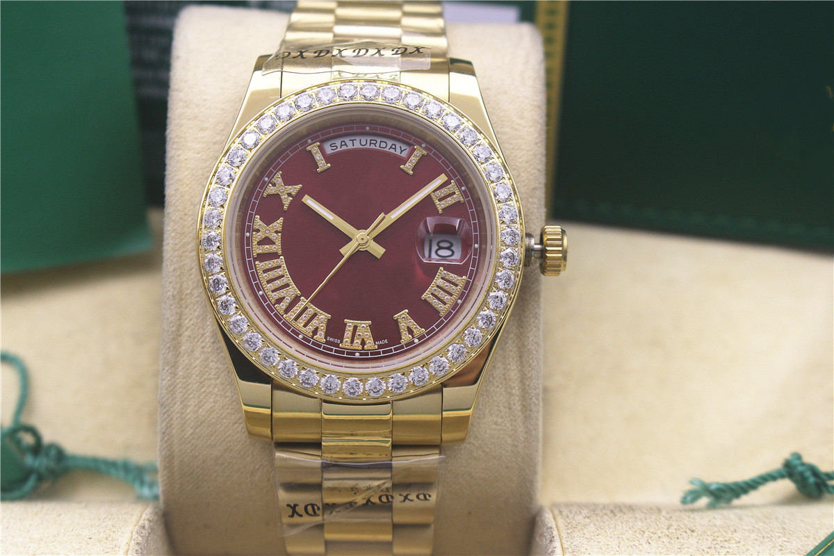 Mens Automatic Mechanical Movement Watch Day Date Stainless Steel Men's Watches Diamond Case Red White Dial High Quality Sports Men Wristwatches Watches, Waterproof
Mens Automatic Mechanical Movement Watch Day Date Stainless Steel Men's Watches Diamond Case Red White Dial High Quality Sports Men Wristwatches Watches, Waterproof