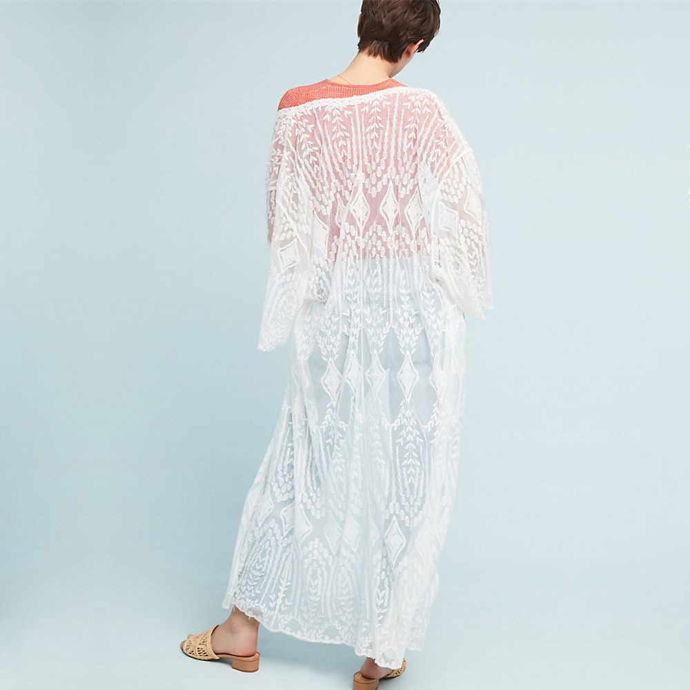 Tunics for beach Long Lace Beach Dress Women Swim Cover up Plus size Saida de Praia Robe Plage Kaftan #Q521 210420