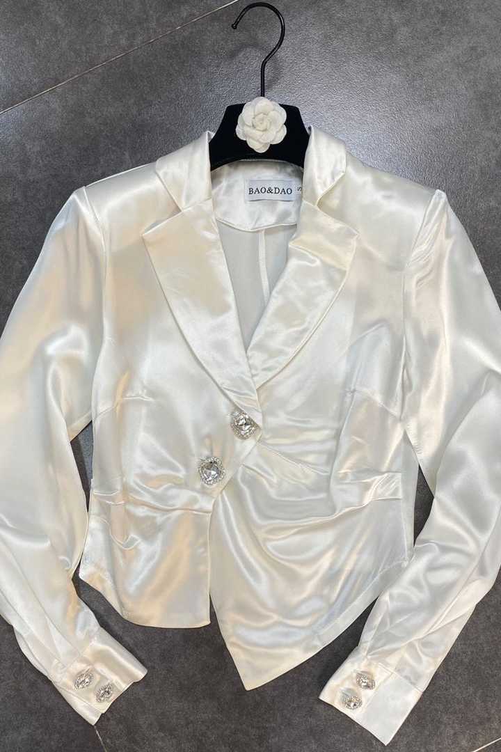 DEAT summer fashion women clothes V-neck full sleeves single breasted asymmetrical high waist blazer WS29604L 210709