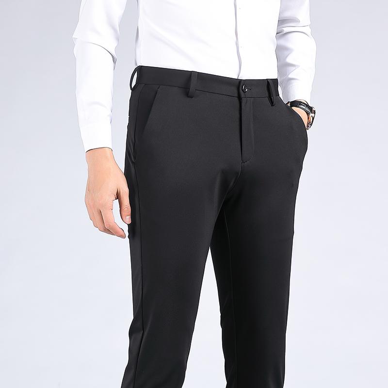 Summer Men's Thin Stretch Trousers Casual Solid Color Youth Non-iron Slim Pants