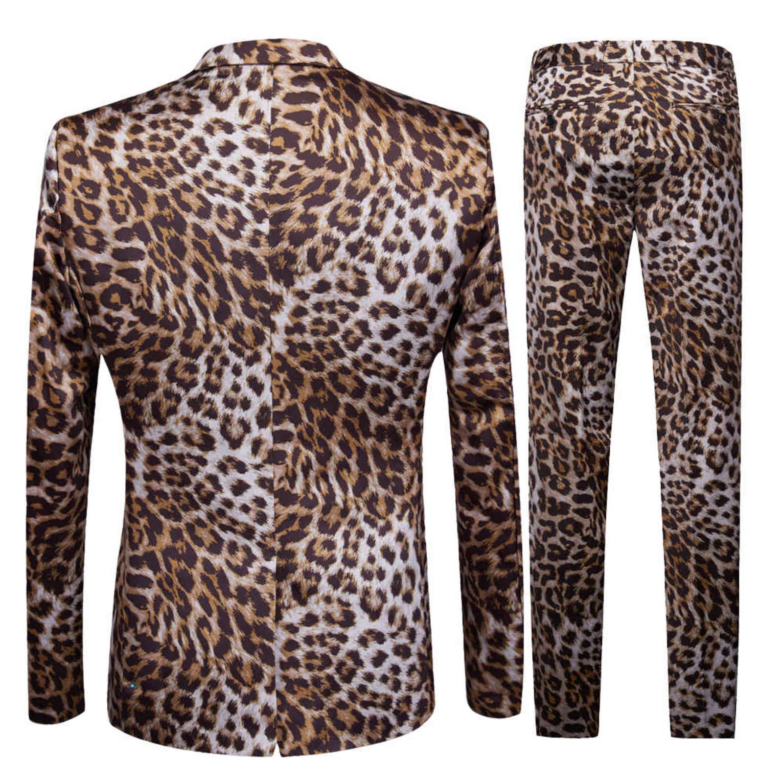 Spring High Quality Leopard Print Wedding Suits Men's Casual Men's Dress Suits Business Suits Blazers Two piece set coat+Pants 211120