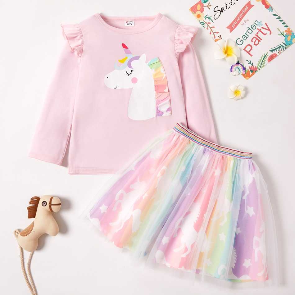 Arrival Spring and Summer Kid Girl Unicorn Sets Kids Clothing Cute Trendy Children's 210528