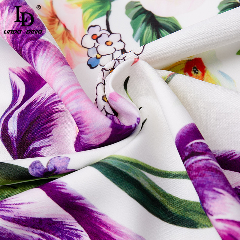 Fashion Runway Summer Vintage Mini Dress Women Short Sleeve O-Neck Flower Print Ladies Holiday Party Vestid 210522