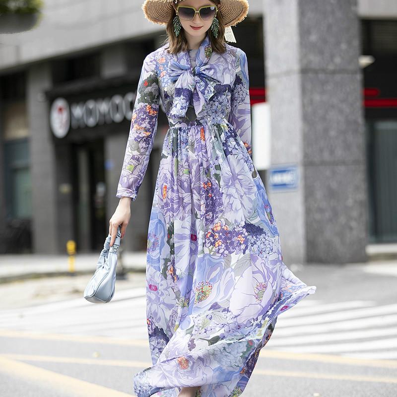 Casual Dresses Fashion Runway Maxi Dress Long Sleeve Women Elegant Designer Floral Print Chiffon Holiday Bohemian 2021 Clothes, Purple
Casual Dresses Fashion Runway Maxi Dress Long Sleeve Women Elegant Designer Floral Print Chiffon Holiday Bohemian 2021 Clothes, Purple