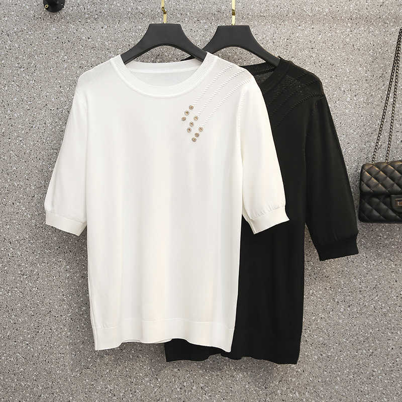 chic Large size summer button women sweater short sleeve o neck loose casual kint Oversized female pullover jumper T-shirt 210604, White
chic Large size summer button women sweater short sleeve o neck loose casual kint Oversized female pullover jumper T-shirt 210604, White