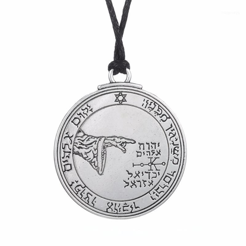 Pendant Necklaces Lemegeton Antique Silver Color Pentacle Of The Moon Talisman Key Solomon Black Cord Necklace
Pendant Necklaces Lemegeton Antique Silver Color Pentacle Of The Moon Talisman Key Solomon Black Cord Necklace