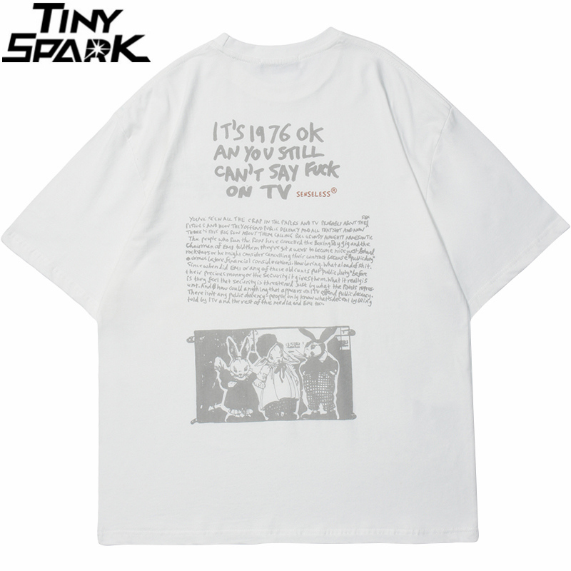 Men Hip Hop Streetwear T Shirt Bunny Letter Printed Tshirt Harajuku Cotton Loose Short Sleeve Tops Tees Spring Summer Shirt 210329