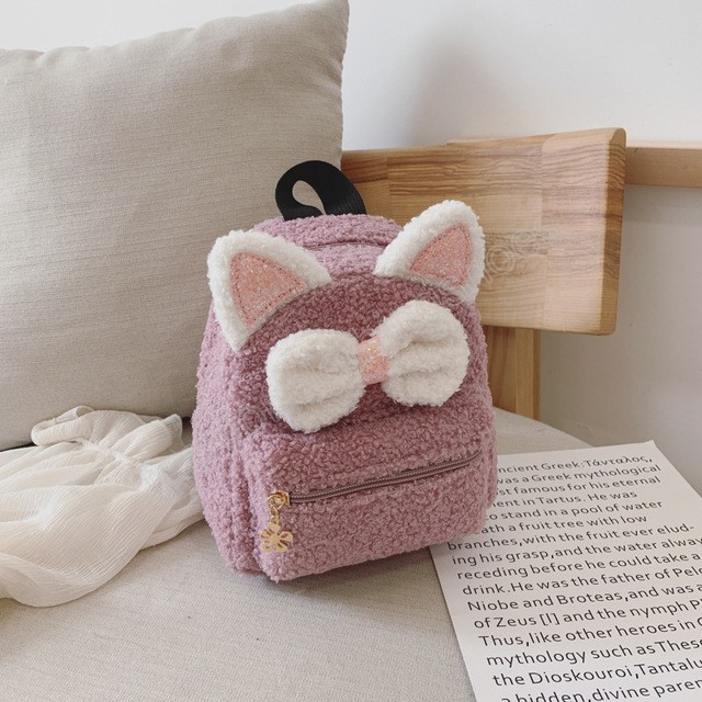 Kids Mini Backpack Purse Cute Bow School Bags for Baby Girl Kawaii Plush School Backpack