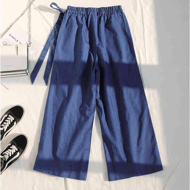 Thin Trousers Pantalon Summer Straight Loose Blue Jeans For Women Casual Plus Size Elastic Waist Denim Pants 10252 210415