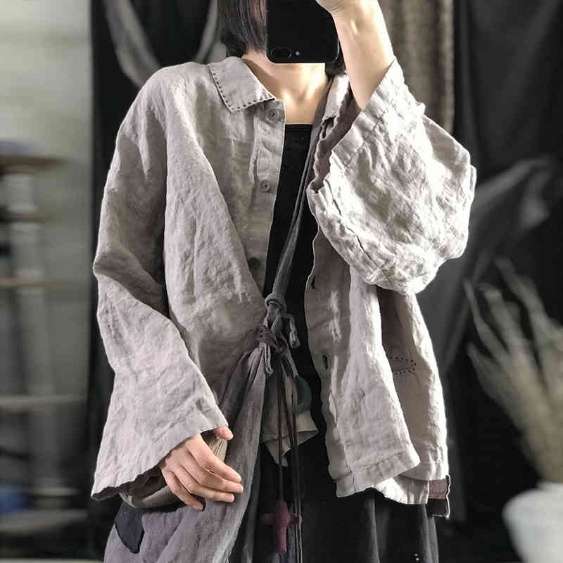 Johnature Linen Vintage Print Turn-down Collar Women Shirts Full Sleeve Spring Loose Retro Casual Loose Tops 210521, Light grey
Johnature Linen Vintage Print Turn-down Collar Women Shirts Full Sleeve Spring Loose Retro Casual Loose Tops 210521, Light grey
