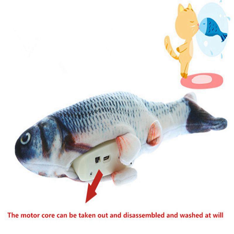 Cat Toys LXX-30CM Toy Simulation Fish Mint USB Charging Silver Arowana