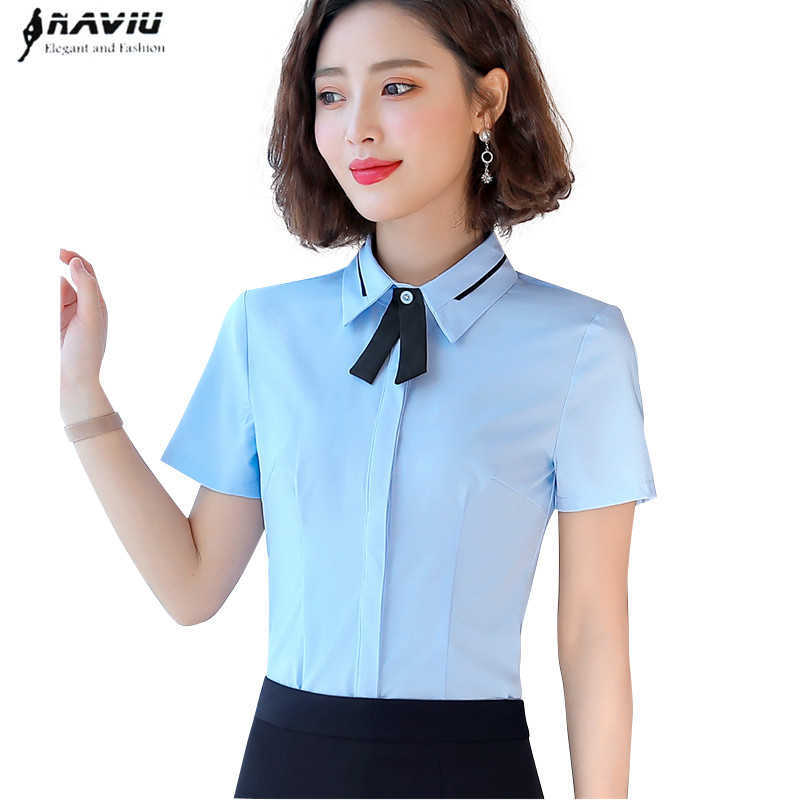 Formal Shirt Women Short Sleeve Summer Fashion Temperament Blouses Tooling Business el Overalls Tops 210604, Light blue
Formal Shirt Women Short Sleeve Summer Fashion Temperament Blouses Tooling Business el Overalls Tops 210604, Light blue